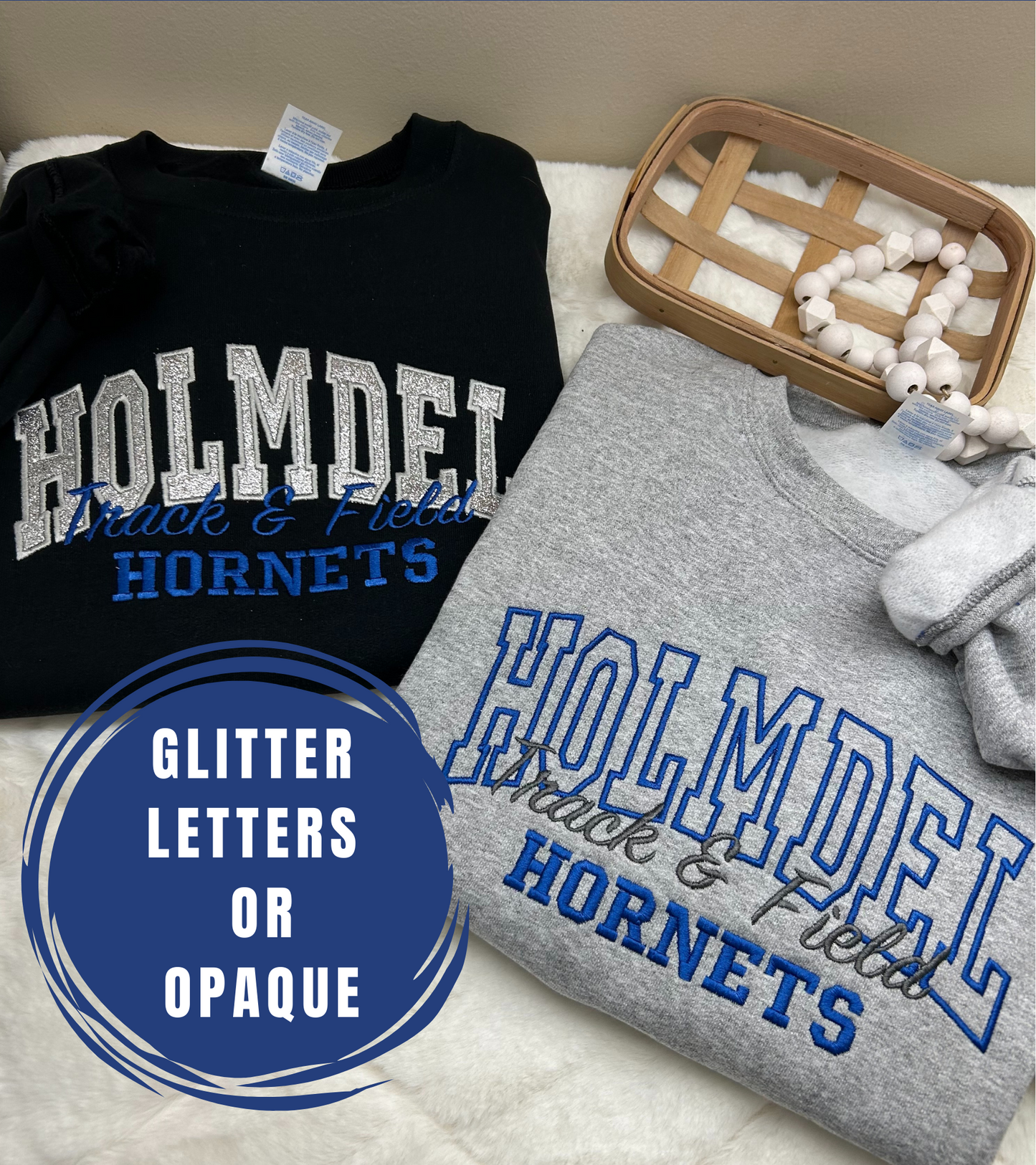 Holmdel Hornets Fleece Sweatshirt Available in Crewneck and Hoodie-Add Personalization to back